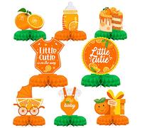 Little Cutie Baby Shower Decorations, Little Cutie is on the Way Honeycomb Centerpieces, Clementine Orange Tabletop Supplies for Tangerine Themed Baby Shower, Wedding & Birthday Party