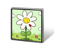 Little Daisy Flower Badge Brooches Unique And Distinctive Square Alloy Emblem Brooch Cute Patterns Casual Clothing Pin For Clothing, Backpacks, Hats, Business Events & Daily Decoration
