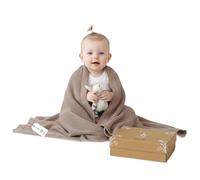 Little Dedi Organic Cotton Baby Blanket 80 x 100 cm, Mocha Meringue - GOTS Certified, Soft Knit Swaddle with Gift Box, Breathable Nursery Blanket for Cot & Pushchair, Machine Washable