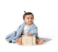 Little Dedi ZOE Baby Blanket Baby Blue - Stroller Blanket & Cuddle Blanket made from 50% Recycled Cotton & 50% Polyester - GRS & OEKO-TEX Class 1 - Soft & Washable - Gift Box