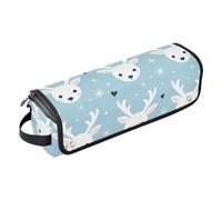 Little Deer Faces Blue 2-in-1 Curling Iron Travel Case with Iron Mat Large Hair Straigheners Travel Case for Flat Irons, Straighteners, Curling Irons Trave Case for Women