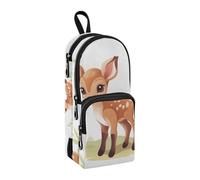 Little Deer Pencil Case, Big Capacity Pen Bag with Compartment Students Schoolbag Shape Stationery Organizer Pencil Pouch Marker Case for School Office Work