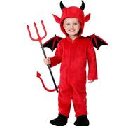 Little Demon Baby Costume - Includes Wings, Hood Jumpsuit and A devil's fork- Halloween, Devil and Demon Costumes for Parties and Celebrations - Ideal for Children
