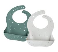 Little Dimsum Baby Silicone Feeding Bibs Easily Adjustable and Wipe Clean Soft Waterproof Weaning Bibs Perfect Food Crumb Catcher for Babies & Toddlers (Flower Sets)