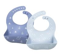 Little Dimsum Silicone Baby Feeding Bibs Easily Adjustable and Wipe Clean Soft Waterproof Weaning Bibs Perfect Food Crumb Catcher for Babies & Toddlers (sailboat&seagull)