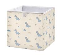 Little Dinosaur Beige Cube Storage Boxes 28x28x28 cm Square Bins Collapsible Cube Box Organiser for Organising Clothes
