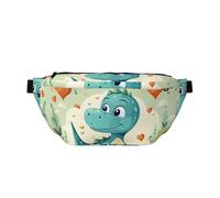 Little Dinosaur In Green Grass Large Crossbody Fanny Pack,Gifts For Enjoy Sports Festival Workout Traveling Running Casual, Black, One Size
