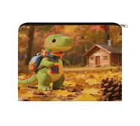 Little Dinosaur's Autumn Forest Roaming Makeup Bag Fashion Large Capacity Cosmetic Bag Luxury Polyester Travel Toiletry Bags Cute Zipper Pouch Aesthetic Accessories Storage Bags for Women & Gifts