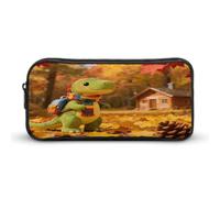Little Dinosaur's Autumn Forest Roaming Pencil Case Large Capacity Pencil Pouch Portable Cute Pen Bags Multifunctional Pencil Bag Sturdy Aesthetic Pen Pouch Fashion Tool Bag Desk Organizer Unisex