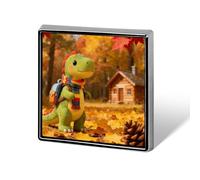 Little Dinosaur's Autumn Forest Roaming Square Lapel Pin, Lightweight Aluminum Brooch Pins, Personalized Metal Badge Exquisite Fashion Pin Badge for Jackets Hat Bag Shirts Clothes Daily Wear & Gift