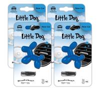 Little Dog Car Air Freshener By Little Joe, 45-Day Long-Lasting Fragrance, Strong Scented Novelty Dog Vent Clip for Car Interior Home & Office - 4 Pack New Car (Blue)