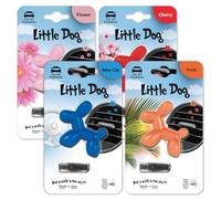 Little Dog Car Air Freshener By Little Joe, 45-Day Long-Lasting Fragrance, Strong Scented Novelty Dog Vent Clip for Car Interior Home & Office - 4 Pack Mix (New Car, Cherry, Fruit, Flower)