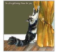 Little Dog Laughed Birthday/Blank Funny Card for Men/Women - General Humour Male/Female Card - Cat Straightening Curtains