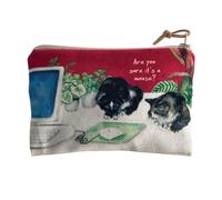 Little Dog Laughed The Brushed Cotton Mini Card Purse with Cat Print