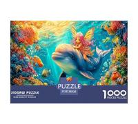 Little Dolphin Girl 1000-Piece Jigsaws for Adults Fun, Challenging Home Decoration High Difficulty Artistic Puzzle Collection 38x26cm/1000pcs