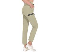 Little Donkey Andy Women's Ultra-Stretch Quick Dry Lightweight Ankle Pants Drawstring Active Travel Hiking Khaki L