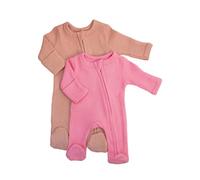 Little Dreamer 2 Pack Premature Baby Onesies, Zip, Mitts, Feet - Dusky Pink/Candy Pink, Waffle Style (Prem: 3-5lb, Tiny Baby: 4-7lb)