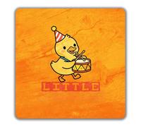 Little Drummer Cute Chick Drumming 2 Pack Coasters - 9cm x 9cm
