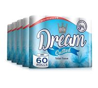 Karrma 3 Ply Quilted Toilet Tissues Rolls Super Soft, Strong & Sustainable Bathroom Tissues Toilet Paper Rolls 145 Sheets per Roll - 60 Toilet Rolls, White
