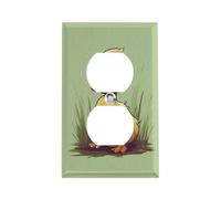 Little Duck with Blue Eyes Switch Plate Durable Stainless Steel Electrical Outlet Covers Unbreakable Modern Edge Decorative Duplex Wall Plates for Bedroom Kitchen Home