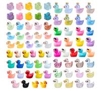 Little Ducks, Luminous Mini Duck Ornament,Cute Miniature Toys Color Resin Tiny Duck,3D Tiny Colorful Checkered Square Sunglasses Crowned Ducks,for Aquarium Dollhouse DIY Fairy Garden Landscape Decor
