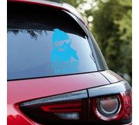 Little Dude On Board Car Sticker 15×9.5cm - White Baby On Board Decal for Rear Window - Waterproof Removable Vinyl Safety Sign for Cars & Vans (Ocean Blue)