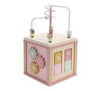 Little Dutch 7114 FSC Wooden Activity Cube Motor Skills Bow - Wild Flowers Pink