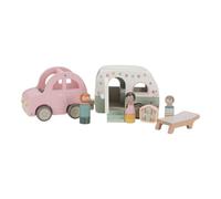 Little Dutch 8022 FSC Wooden Car with Caravan, Toy Figures and Accessories, 10-Piece Set, Pink