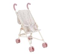 Little Dutch Folding Metal Doll Stroller with Soft Handles and Bag - Fits 13-18 Inch Dolls, Soft Flowers Pink/White