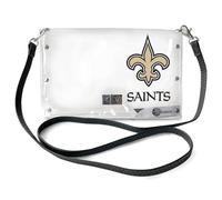 Little Earth Productions Littlearth NFL New Orleans Saints Womens Stadium Friendly Clear Envelope Purse with Metal Chain and Team Logo, Team Color, One Size