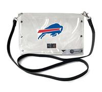 Little Earth Productions Littlearth womens NFL Buffalo Bills Clear Envelope Purse with Black Fashion Strap, Clear, 10" x 6.5" x 0.5"