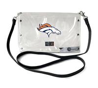Little Earth Productions Littlearth womens NFL Denver Broncos Clear Envelope Purse with Black Fashion Strap, Clear, 10" x 6.5" x 0.5"