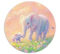 Little Elephant 1000 Pieces Round Circle Jigsaw Puzzles for Adults And Kids Geometric Pretty Reliever Difficult Challenge 1000pcs (67.5x67.5cm)