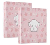 Little Elephant 3-Ring Binder 1.5 Inch, PVC Material Document Organizer with D-Ring and Clear View Pocket for Office Supplies-2 Pack
