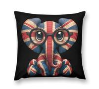 Little Elephant And U.K. Flag Cozy Pillow Case Cover Plush
