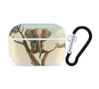 Little Elephant on Tree Airpod Pro Case Cover Wireless Earbuds Case Protective Cover with Keychain Compatible with AirPods 1st & 2nd Generation Full Protective, Front LED Visible White