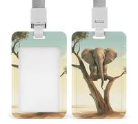 Little Elephant on Tree Badge Holder Hard Plastic Card Case Protector Pouch Name Key Card Holder Case for Office ID Credit Cards and Proximity Key Cards