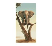 Little Elephant on Tree Door Cover Spring Summer Hanging Flag Porch Sign Outdoor Seasonal Holiday Yard Decor for Front Door and Porch