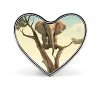 Little Elephant on Tree Heart Pin, 1 Inch Metal Love Lapel Pins - Lightweight, Smooth Edges, Versatile Badge Brooch for Jackets, Shirts, Bags, Gifts for Friends, Family
