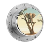 Little Elephant on Tree Mechanical Kitchen Timer for Cooking 60 Min with Magnetic Backing Loud Alarm,Stainless Steel Wind Up Countdown Timer Cute Egg Timers for Cooking Studying Gaming Classroom Offi