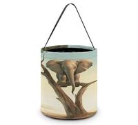 Little Elephant on Tree Printing Candy Basket Halloween Trick Or Treat Bags Gift Bucket For Halloween Party Or Daily Supplies, Style, One Size