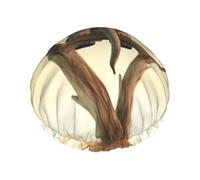 Little Elephant On Tree Shower Cap For Women Reusable Double Layers Bathing Bath Cap Hair Caps Waterproof Elastic Band Ladies Spa Salon Shower Hat Hair Caps