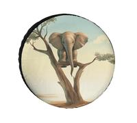 Little Elephant on Tree Weatherproof Spare Tire Cover, Tire Diameters 24-36 Inch, Universal Wheel Protectors for Trailer Truck RV SUV