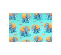 Little Elephant with Big Ears Placemats 6-Piece Set - 12"x18" Hotel Banquet Table Mats, Suitable for Restaurant, Home, Party Decoration