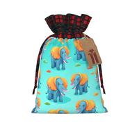 Little Elephant with Big Ears Printed holiday drawstring bag 8.3x11.8 inch Christmas party decoration gift bag