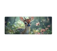 Little Elk In The Grass Mouse Pad In Big Extended Non-Slip Rubber Base Mousepad With Stitched Edges Gaming Pc Desktop Large Mouse Pad 11.8x31.5