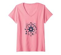 Little Explorer Adventure Compass Nursery Wall V-Neck T-Shirt, Women, Pink, XXL