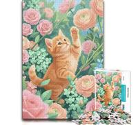 Little Explorer Ginger Kitten in the Roses Jigsaw Puzzle, 1000 Piece | A paper puzzle with interlocking pieces during family time for a satisfying challenge.