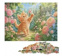 Little Explorer Ginger Kitten in the Roses Jigsaw Puzzle, 500 Pieces | Adult Jigsaw Puzzle - quiet indoor hobby for adults alone or together.