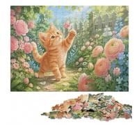 Little Explorer Ginger Kitten in The Roses Wooden Adult Puzzle 300 Pieces | During puzzle time: Adult Puzzle: visual matching for a more organised build during indoor leisure.